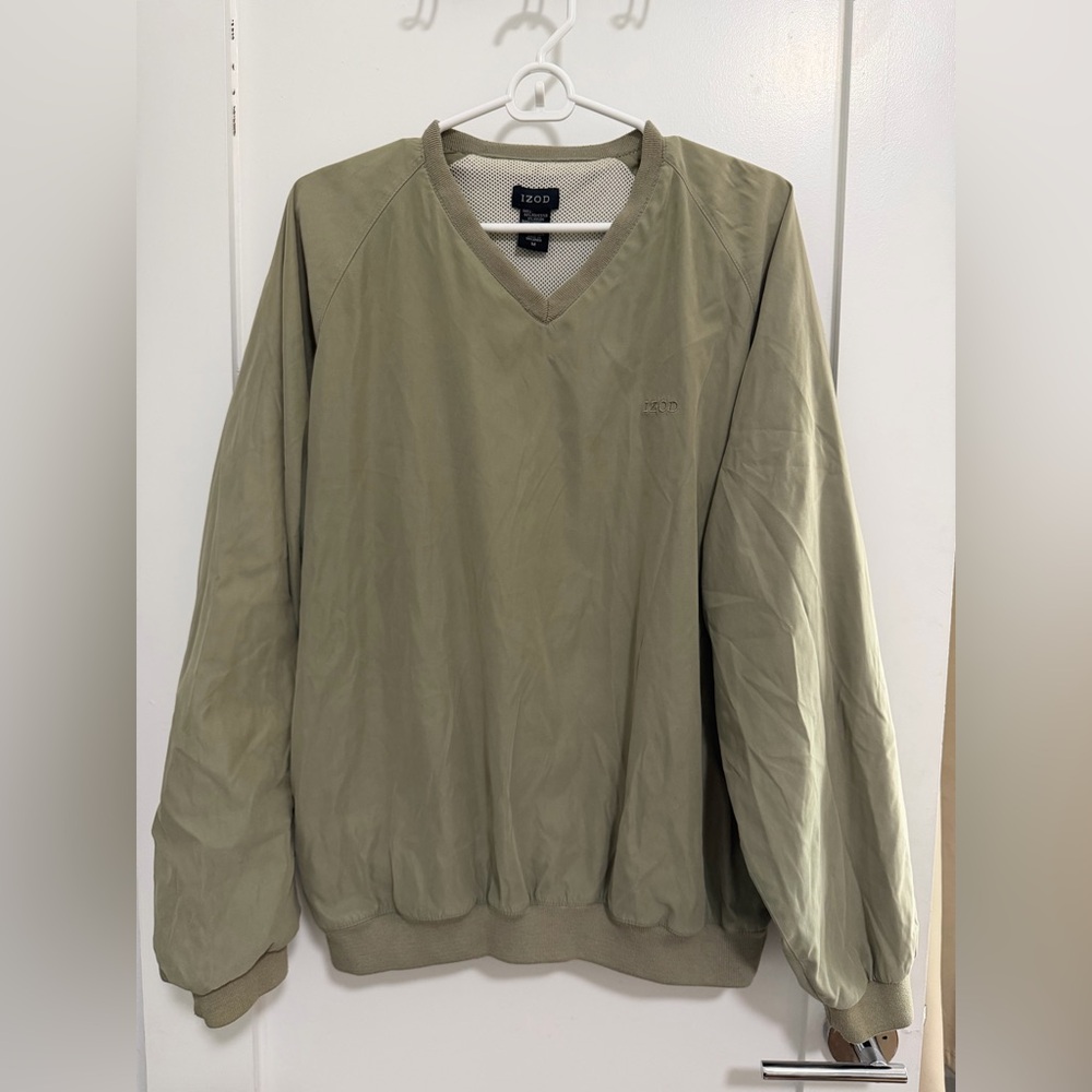 Izod Men's V-Neck Pullover in Khaki Green